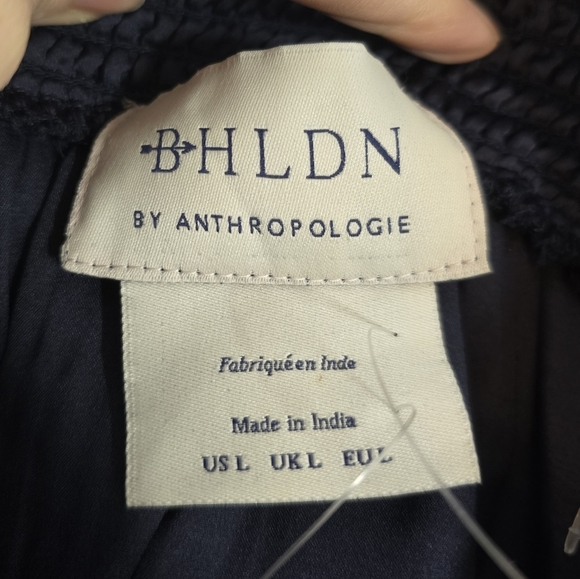 NWT BHLDN Anthropologie Livia Strapless Bow Tent Mini Dress in Navy Blue… - Picture 7 of 10